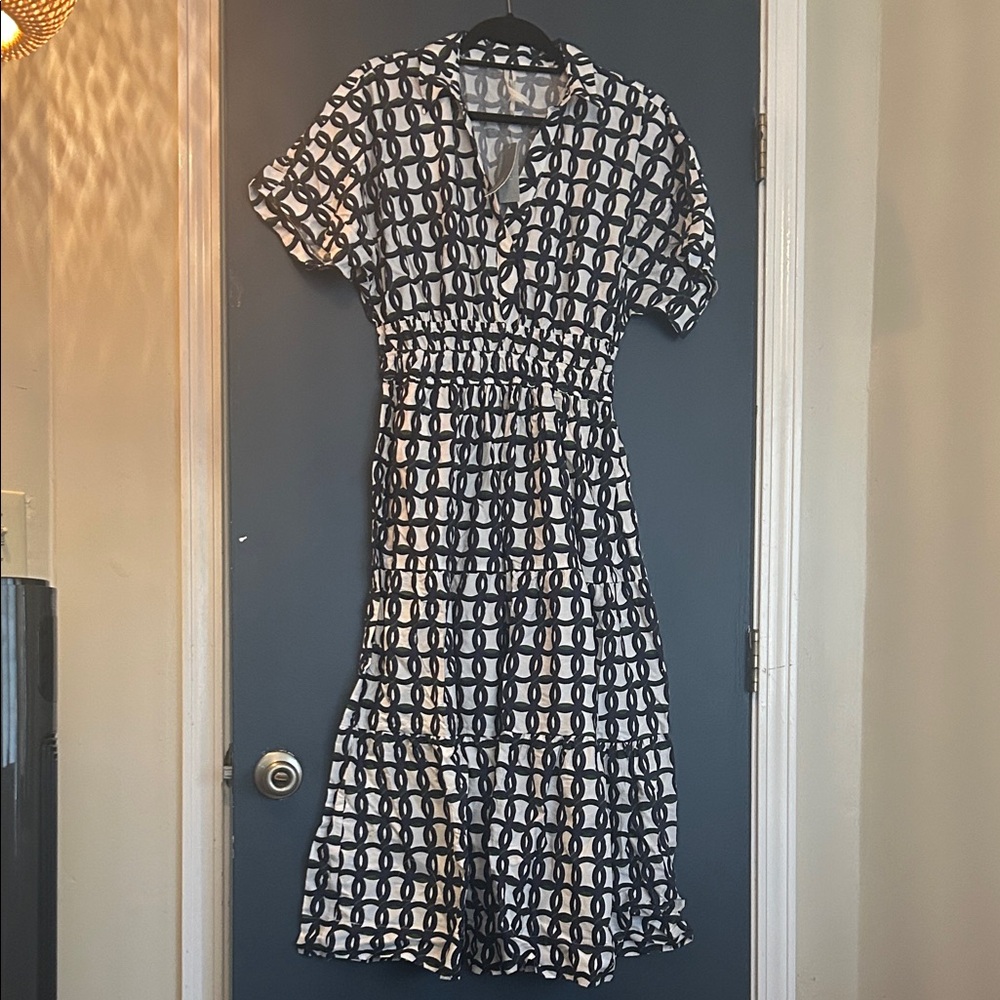 Anthropologie Navy and White Maxi Dress